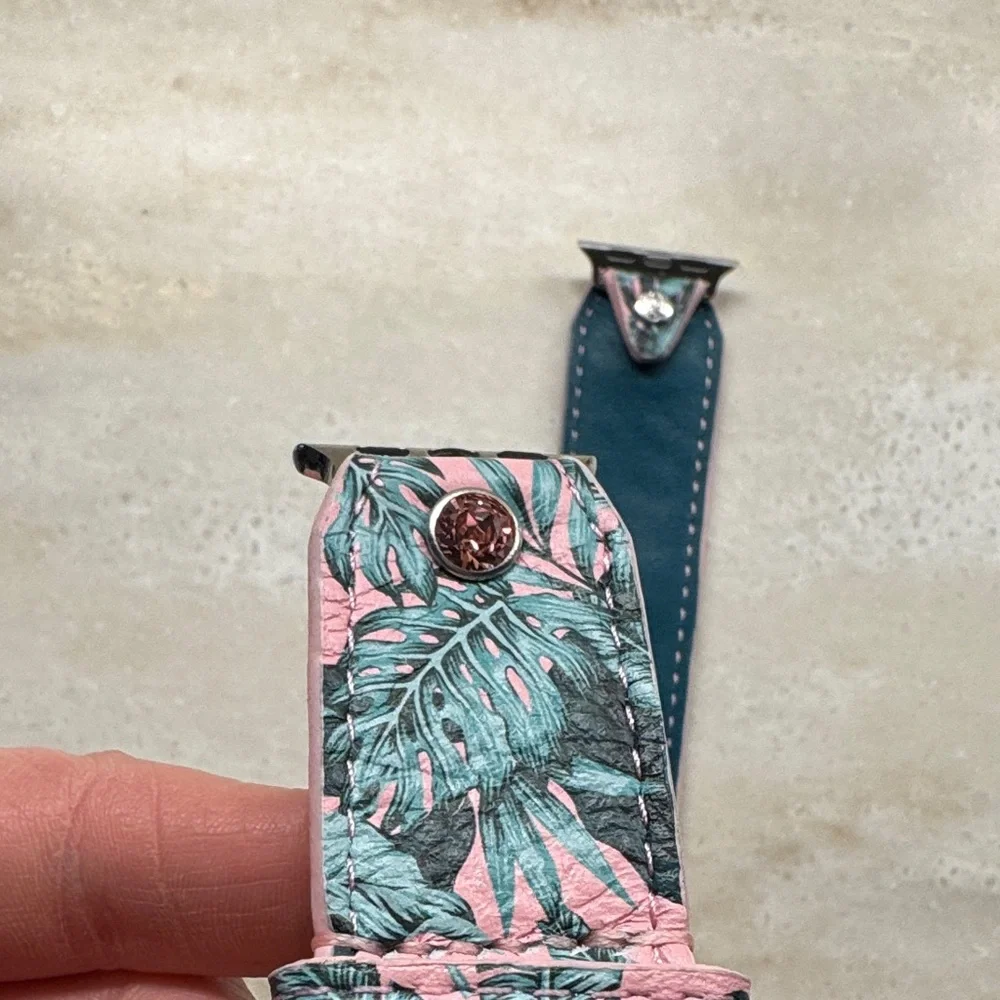 Pink & Teal Tropical Leather Watch Band for Women